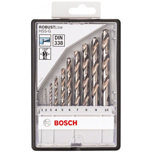 BOSCH 10-dielna súprava vrtákov do kovu HSS-G Robust Line, 135°, 1 – 10 mm 2607010535