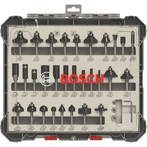 BOSCH Sada frézovacích bitov, 30 ks, zmiešané, 1/4" driek 2607017476