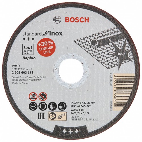 BOSCH Deliaci kotúč rovný Standard for Inox - Rapido, 125x1 mm 2608603171