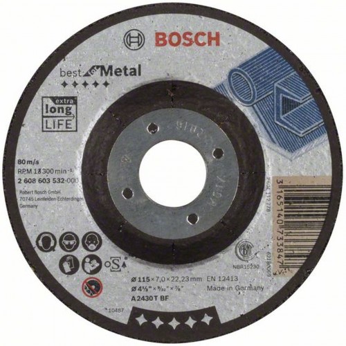 BOSCH Best for Metal Obrusovací kotúč s prelisom 115 x 22,23mm 2608603532