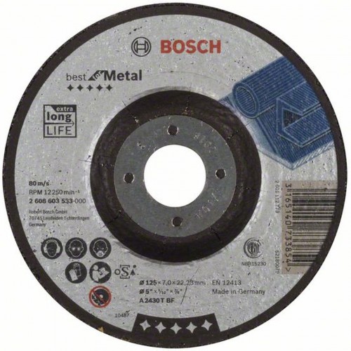 BOSCH Best for Metal Obrusovací kotúč s prelisom 125 x 22,23mm 2608603533