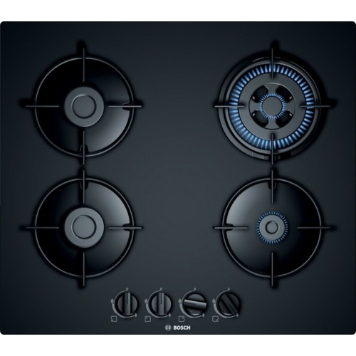 Bosch Serie 4, Plynová varná doska, 60 cm, tvrdené sklo, čierna PNH6B6B10