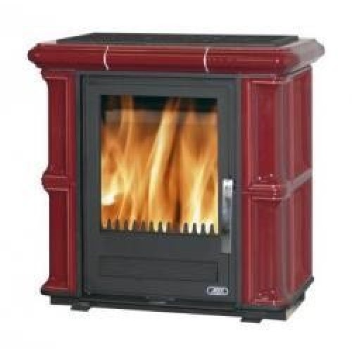 ABX Bavaria K, kachľové pece na drevo s kombi vložkou (liatina / plech), litin.sokl, bordó
