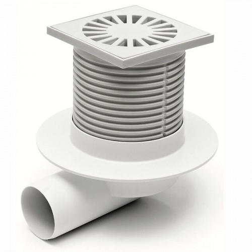 Podlahová vpusť bočná DN 50 (PVB50N-L1) nerez 100x100 mm, s golierom 411L