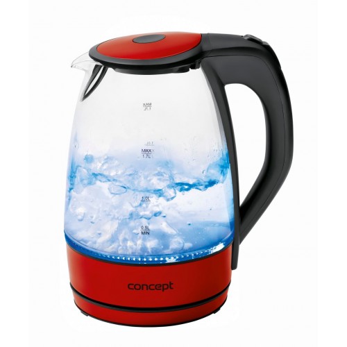 CONCEPT RK-4030re Rýchlovarná kanvica sklenená 1,7 l červená rk4030re