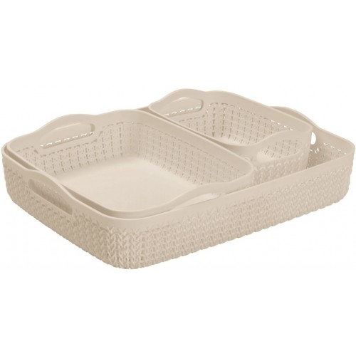 CURVER KNIT Sada košíků 3ks 35,2 x 26,8 x 8,2 cm krémová 00773-X64