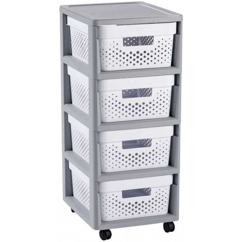 CURVER INFINITY KD 4x11L Zásuvky 36x30x66cm DOTS, biela/sivá 02064-Y36