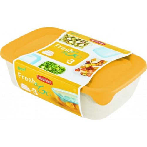 CURVER SET FRESH&GO 2L+1L+0,5L dózy transparentná/žltá 08026-007