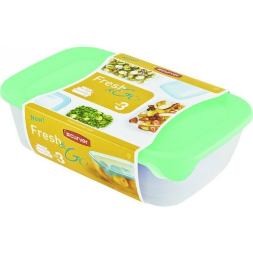 CURVER SET FRESH & GO 2L+1L+0,5L dózy transparentné/mint 08026-Q29
