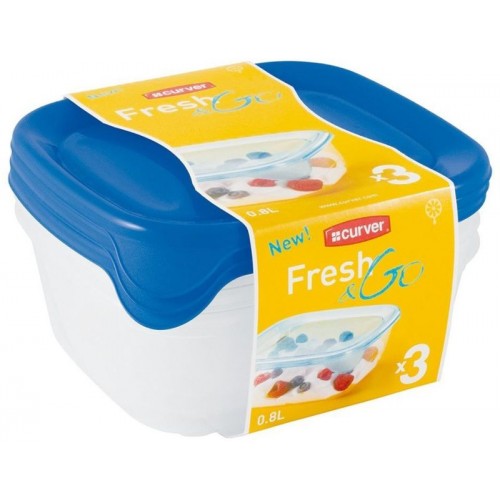 CURVER SET FRESH & GO 3x08L dózy transparentná/modrá 08559-139