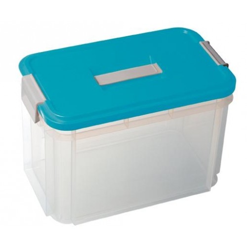 CURVER box úložný s vekom, 37x 22x 22,5 cm, 13,6 l, transparentný modrý, 05001-134