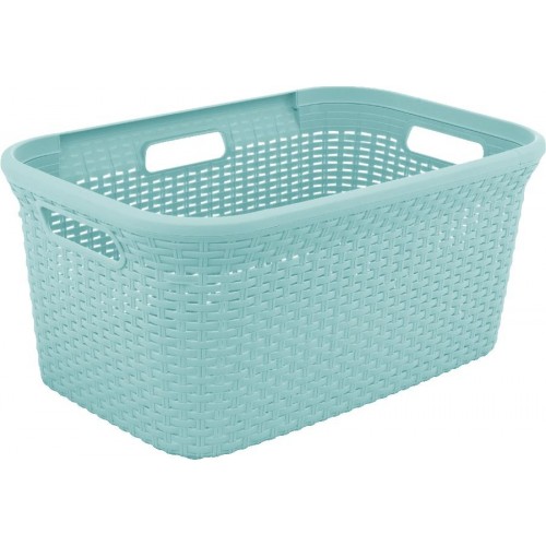 CURVER Kôš na čistú bielizeň RATTAN, 59,2 x 38 x 27 cm, 45 l, svetlo modrý, 00708-172