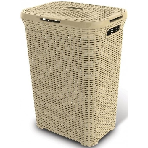 POŠKODENÝ CURVER Kôš na bielizeň RATTAN, 44,8 x 61,5 x 34,1 cm, 60 l, krémový, 00707-885