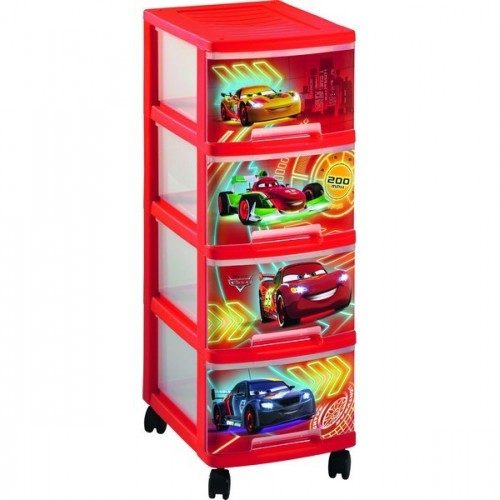 CURVER Regálik 4 zásuvky CARS, 26,4 x 35,1 x 67,5 cm, 00066-C35