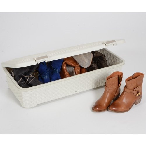 VÝPREDAJ CURVER box úložný pod posteľ rattan, 42 l, hnedý, PRASKNUTÝ PÁNTY, špinavé Z VRCH