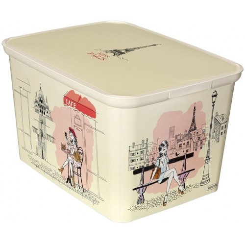 VÝPREDAJ CURVER box úložný dekoratívny AMSTERDAM L Miss Paris, 40 x 30 x 24 cm, BEZ VIEKA