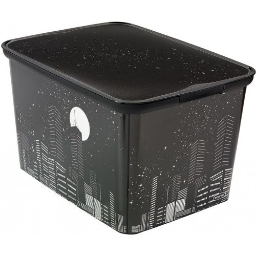 CURVER Úložný box AMSTERDAM L Skyline, 40 x 30 x 24 cm, čierna, 04730-S28