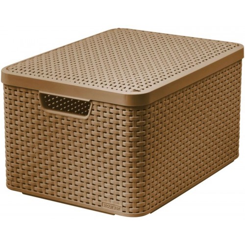 VÝPREDAJ CURVER úložný STYLE BOX s vekom L, 44,5 x 24,8 x 33 cm, hnedý, PRASKNUTÝ