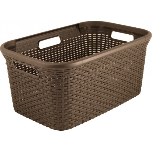 CURVER Kôš na čistú bielizeň RATTAN, 59,2 x 38 x 27 cm, 45 l, tmavá mocha, 00708-213