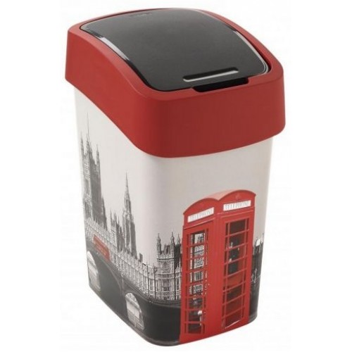 CURVER FLIP BIN LONDON 25L Odpadkový kôš 47 x 26 x 34 cm sivá/červená 02171-L11