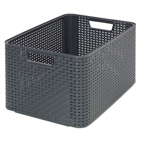 CURVER úložný box RATTAN Style2 L, 43,6 x 22,8 x 32,6 cm, antracit, 03616-308