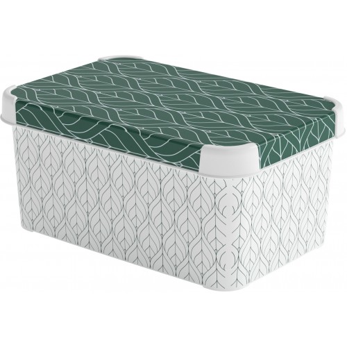 CURVER DECO STOCKHOLM S box úložný 29,5 x 19,5 x 13,5 cm zelené lístky 04710-Y89