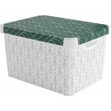CURVER DECO STOCKHOLM L box úložný 39,5 x 29,5 x 25 cm zelené lístky 04711-Y89