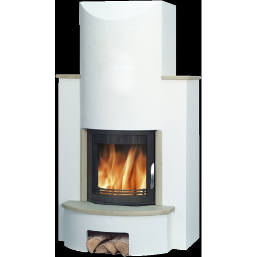 ABX Derby Gala Panorama,Krb na drevo,stenové,sokel biely,obloženie pieskovec,valcové sklo