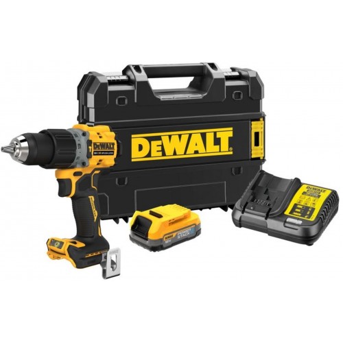 DeWALT DCD805E1T Aku príklepová vŕtačka XR (90Nm/18V/1x1,7Ah PowerStack) Tstak kufor