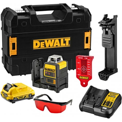 DeWALT DCE0811D1R Aku laserový kríž červený 2 x 360° , XR (10,8V/1x2,0 Ah) kufor Tstak