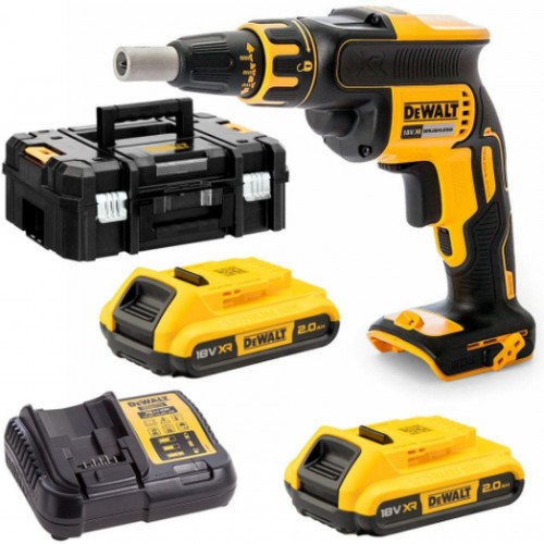 DeWALT DCF620D2 Aku bezuhlíkový skrutkovač na sadrokartón XR (30Nm/18V/2x2,0Ah) Tstak