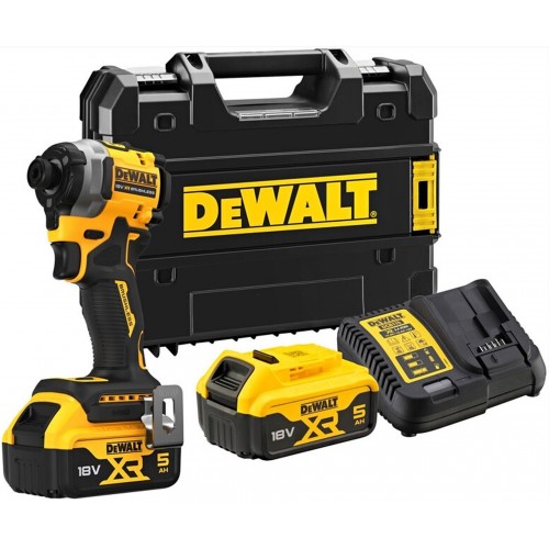 DeWALT DCF850P2T Aku rázový uťahovák 1/4" (205Nm/18V/2x5,0Ah) kufor Tstak