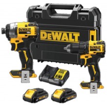 DeWALT DCK2062P2T Kombo sada 18 V Aku príklepový skrutkovač + rázový uťahovač 18V, 2x 5.0A