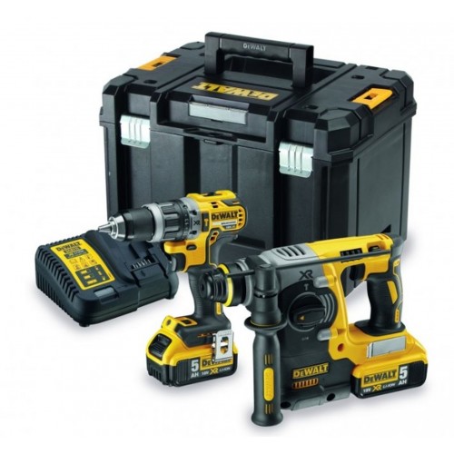 DeWALT Sada Aku náradie príklepová vŕtačka+Kombi kladivo SDS-PLUS 2X5,0Ah LI-ION DCK207P2