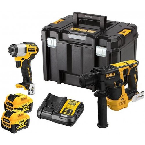 DeWALT DCK2104P2T Aku Combo súprava DCH072L2+DCF801 (12V/2x5,0Ah) kufor Tstak