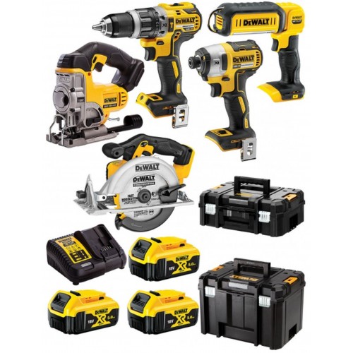 DeWALT DCK551P3T Aku sada náradia DCD796+DCF887+DCS391+DCS331+DCL050 (18V/3x5,0Ah)2xTstak