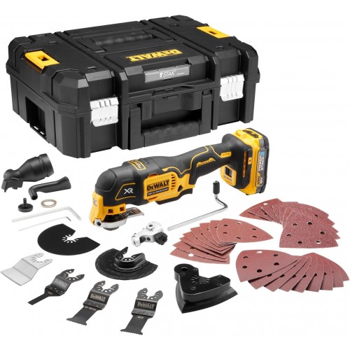 DeWALT DCS356E1T Aku oscilačná multibrúska 18V (1x1,7Ah Powerstack) bez nabíjačky,Tstak