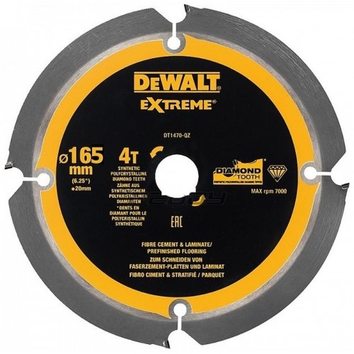 DeWALT DT1471 Pílový kotúč pre cementovláknité a laminátové dosky, 165 x 20 mm, 4 zuby