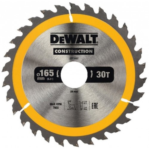 DeWALT DT1937 Pílový kotúč Construction 165 x 30 mm, 30 zubov, ATB 10°