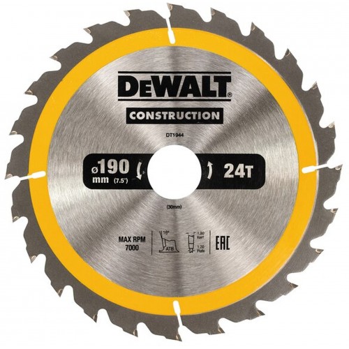 DeWALT DT1944 Pílový kotúč Construction, 190 × 30mm, 24 zubov, ATB 16°