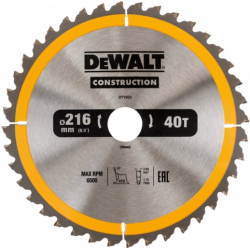 DeWALT DT1953 Pílový kotúč 216 x 30 mm, 40 zubov, ATB 5°