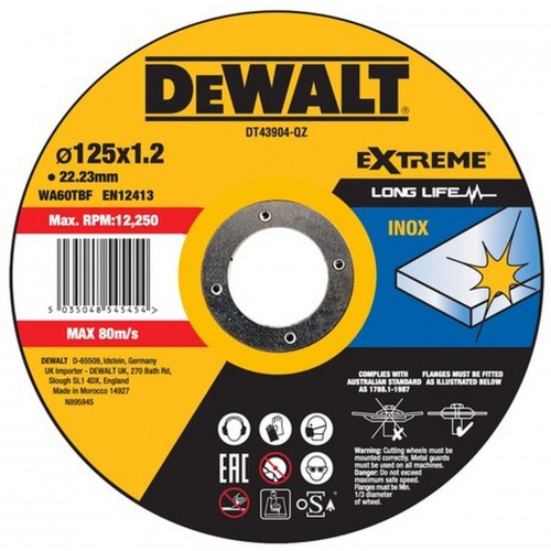 DeWALT DT43904 Rezný kotúč plochý na nerez, 125 x1.2mm