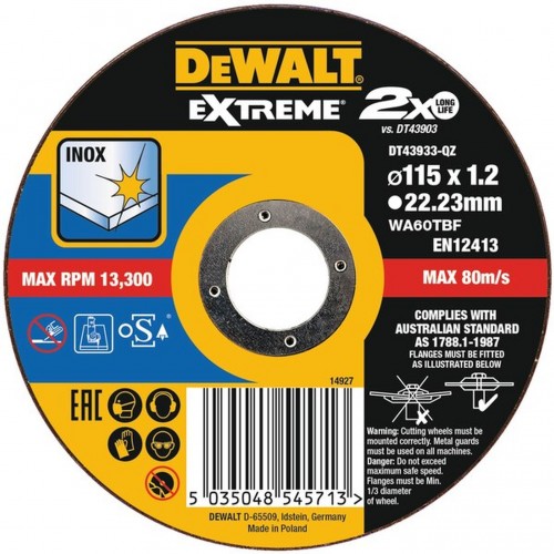 DeWALT DT43933 rezný kotúč na nerez 115 mm DeWALT DT43933 rezný kotúč na nerez 115 mm