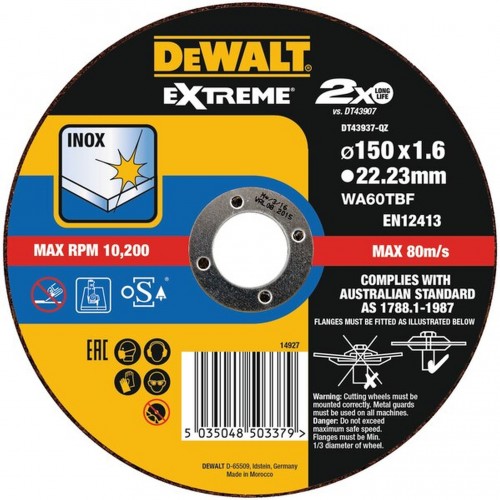 DeWALT DT43937 Rezný kotúč na nerez 150 mm DeWALT DT43937 Rezný kotúč na nerez 150 mm