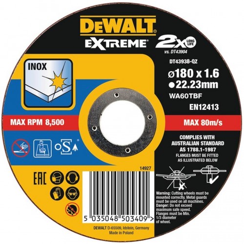 DeWALT DT43937 řezný kotouč na nerez 180 mm DeWALT DT43937 řezný kotouč na nerez 180 mm