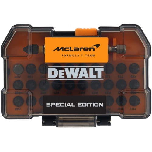 DeWALT DT70901T McLaren Súprava skrutkovacích bitov 32 ks s držiakom nástrojov DeWALT DT70901T McLaren Súprava skrutkovacích bitov 32 ks s držiakom nástrojov