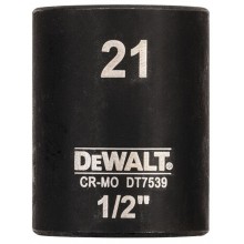 DeWALT DT7539 Nástrčná hlavica EXTREME IMPACT 1/2“ krátka, 21 mm