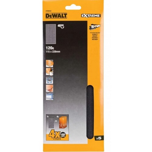 DeWALT DTM8552 Brúsna mriežka Extreme P120, 115 x 228mm, 5 ks