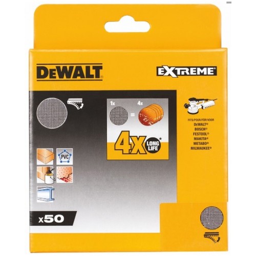 DeWALT Brúsna mriežka EXTREME P180 pre pre excentrické brúsky, 125 mm, 50 ks DTM8570