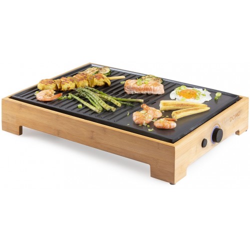 DOMO Bamboo Style Stolný elektrický gril Plancha (42x28cm/1800W) DO9271G